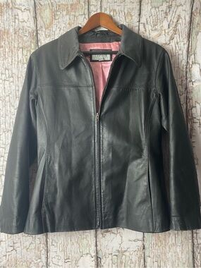 Wilson’s Vtg Y2K Classic Black Leather grunge retro moto Zip-Front Jacket L